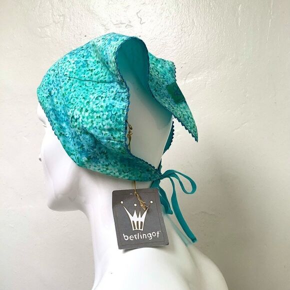 Berlingot France Cotn triangle head scarf w tie Vintage style hair kerchief NWT - Picture 1 of 8